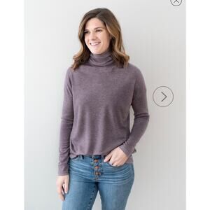 Thom Kelly Cori Turtleneck Heather Eggplant Purple Sweater Top Wool Blend Medium
